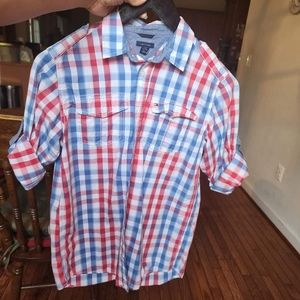 Sz 16/18 Tommy Hilfiger Red/White/Blue Button down shirt Boys